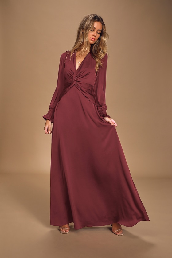 Lovely Burgundy Dress - Maxi Dress ...